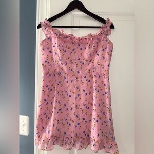 Showpo Pink Floral Dress with Ruffles